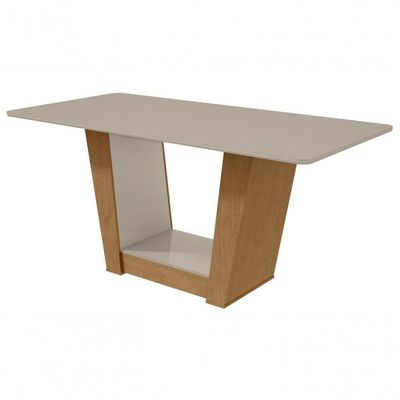 Mesa 1,70 Apogeu Com Vidro E 6 Cadeiras Apogeu Amendoa Clean/off White Lopas