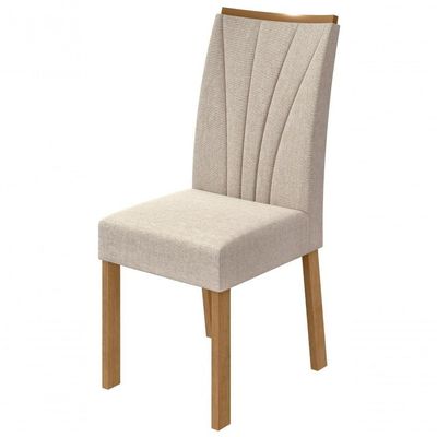 Mesa 1,70 Apogeu Com Vidro E 6 Cadeiras Apogeu Amendoa Clean/off White Lopas