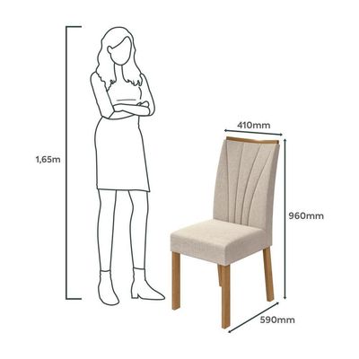 Mesa 1,70 Apogeu Com Vidro E 6 Cadeiras Apogeu Amendoa Clean/off White Lopas