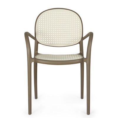 Kit 6 Cadeiras De Jantar Roma Com Braço Para Sala E Cozinha - Branco-cinza Escuro