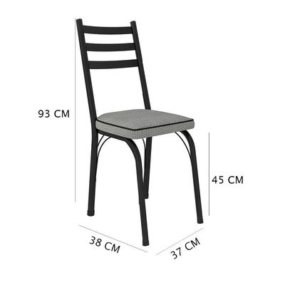 Kit 8 Cadeiras De Cozinha Luisiana Estampado Platina Pés De Ferro Preto - Pallazio