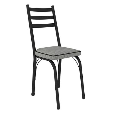 Kit 8 Cadeiras De Cozinha Luisiana Estampado Platina Pés De Ferro Preto - Pallazio