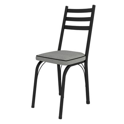 Kit 8 Cadeiras De Cozinha Luisiana Estampado Platina Pés De Ferro Preto - Pallazio