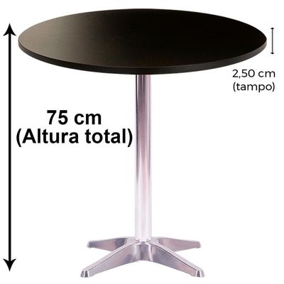 Mesa Delta 76,50 Cm (altura) Com Tampo Em Mdp Redonda 70 Cm Preto
