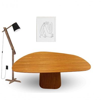 Mesa De Jantar Modelar Orgânica Bumerangue Em Freijo 1.60x90cm