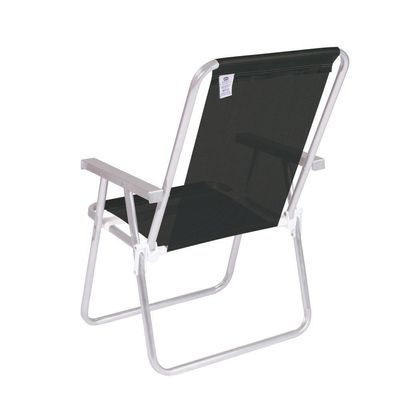 Cadeira De Praia Alta Alumínio Conforto 120 Kg Mor Cor:preto Preto