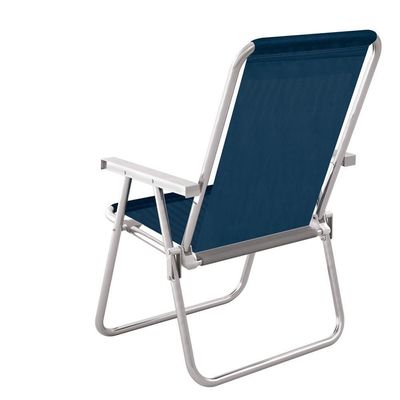 Cadeira De Praia Alta Alumínio Conforto 120 Kg Mor Cor:preto Preto