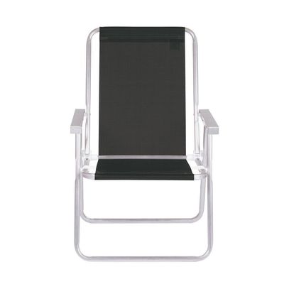 Cadeira De Praia Alta Alumínio Conforto 120 Kg Mor Cor:preto Preto