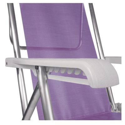 Kit 2 Cadeira Praia Reclinável 8 Posições Alumínio Mor Lilas