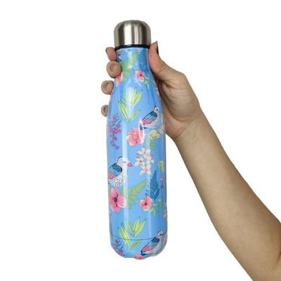 Garrafa Termica Inox 500ml Estampa Passaros Flores Jardim Florido Floral Estudo