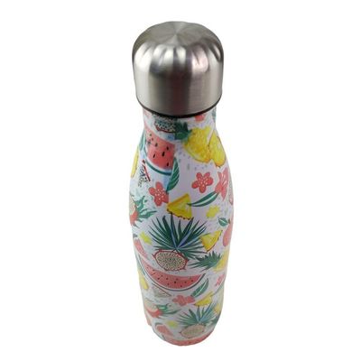 Garrafa Termica Estampada Flores Frutas Aço Inox Floral Florido 500ml Agua Gelada Squeeze Academia