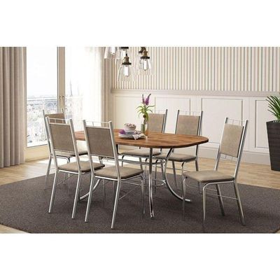 Mesa De Sala Jantar 1547 Aço C- tampo Madeirado 160x90cm Freijo C- Preto - Carraro