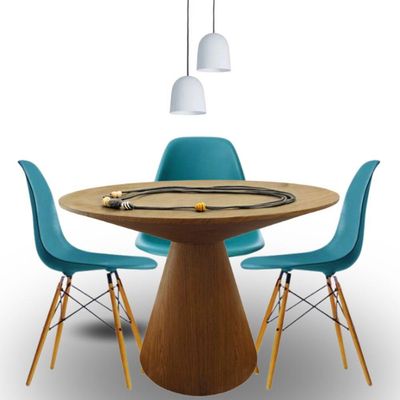 Mesa De Jantar Eclipse Cone Redonda 110cm Em Freijo