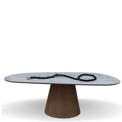 Mesa Cone Organica 160x90cm Cimento Queimado