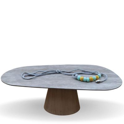 Mesa Cone Organica 160x90cm Cimento Queimado