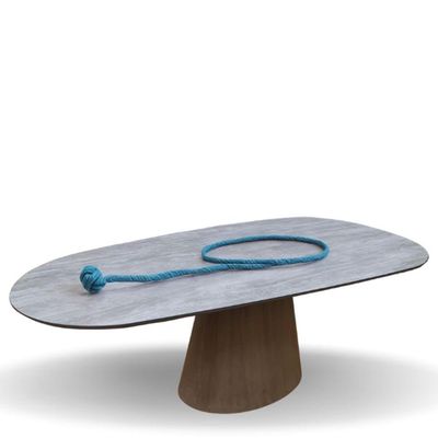 Mesa Cone Organica 160x90cm Cimento Queimado