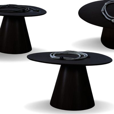 Mesa Cone Redonda Orgânica Em ébano 100cm