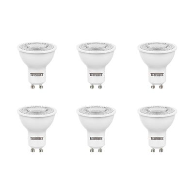 Kit 6 Lâmpadas Led Dicroica Mr16 Tdl 7w Taschibra Bivolt 2700k Luz Quente