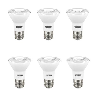 Kit 6 Lâmpadas Led Par 20 7w E27 Ip65 Taschibra Bivolt 2700k Luz Quente