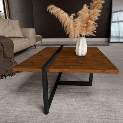 Mesa Centro Estilo Industrial Berlin Decorativa Moderna Klm Móveis Imbuia/ Preto