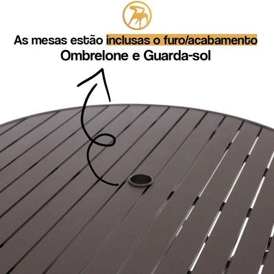 Mesa Em Alumínio Com O Tampo Ripado De 1,40 Metros Marrom