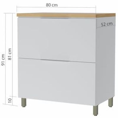 Balcão Nesher Marquesa em MDF 15mm com 1 Porta, 1 Gaveta e 1 Prateleira - 80cm de largura Branco