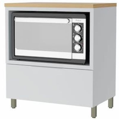 Balcão Nesher Marquesa em MDF 15mm com Nicho para Micro-ondas, 1 Gaveta e 1 Prateleira - 80cm de largura Branco