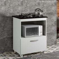 Balcão Para Cooktop 5 Bocas 1 Porta Basculante 1 Nicho Para Micro-ondas Salvia Kaiki Móveis