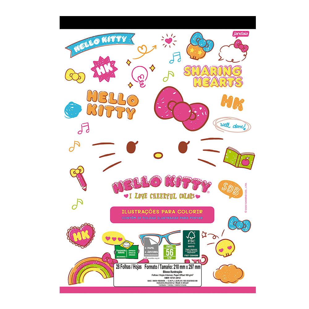 Bloco com Ilustrações para pintar Hello Kitty Jandaia