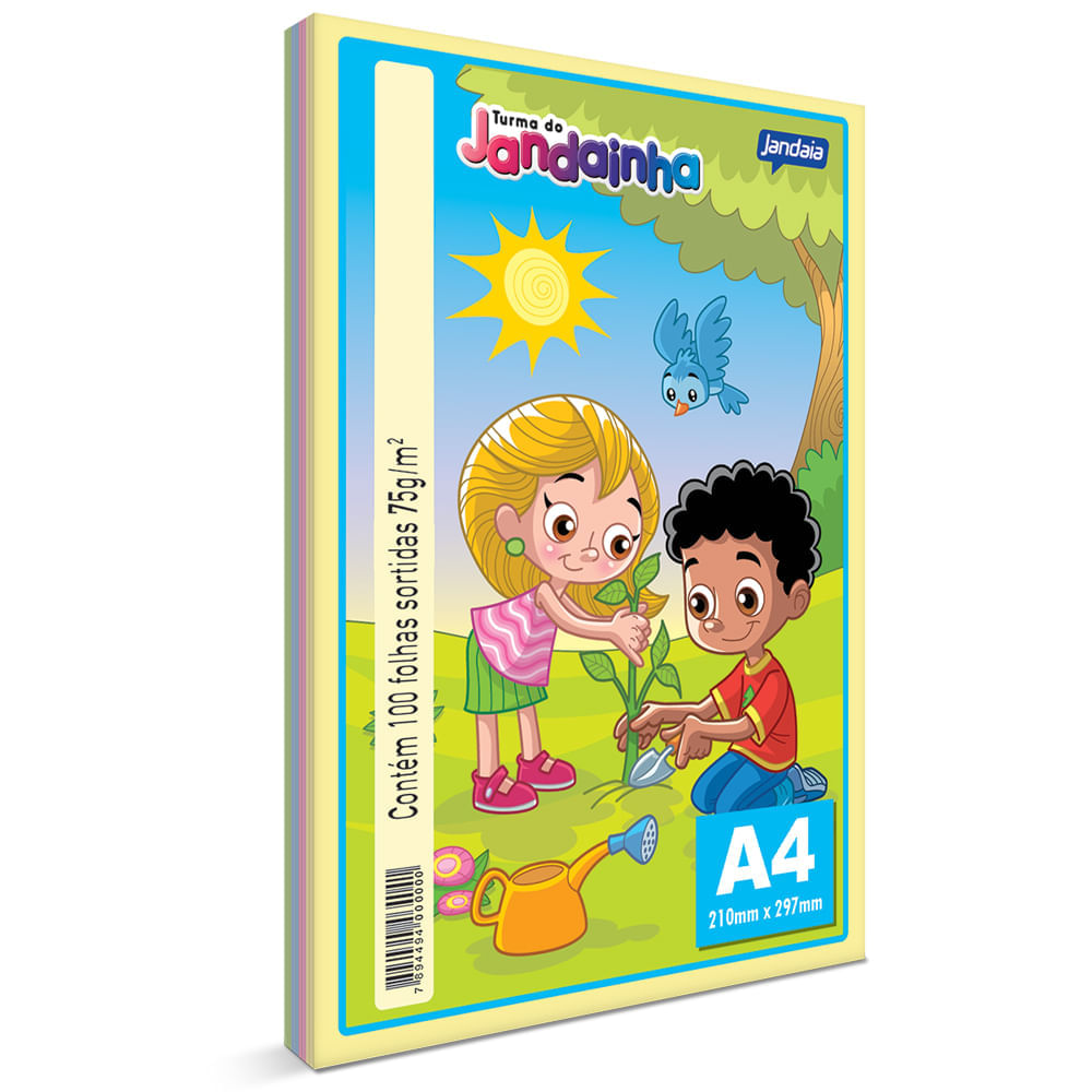 Papel Sulfite Sortido 75g A4 PT c/ 100 fls - Jandainha
