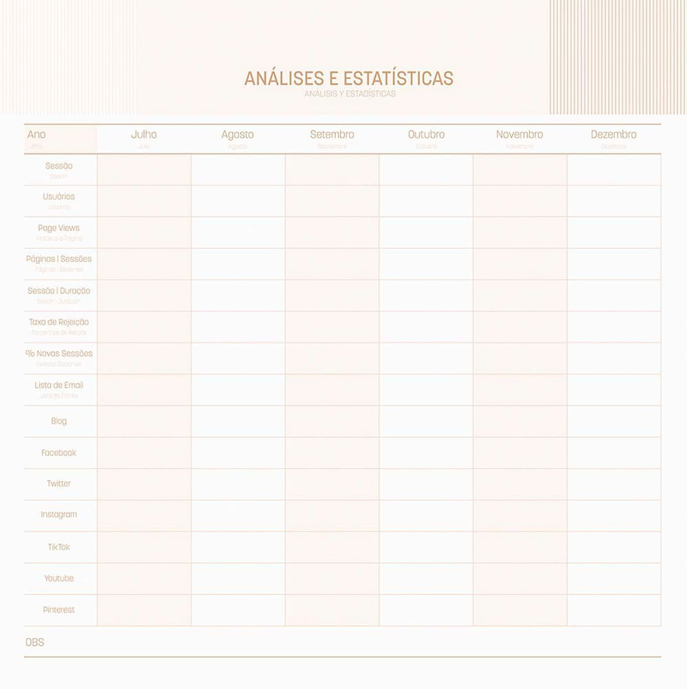 Planner Quadrado 108Fls Mono Listras Grossa Jandaia