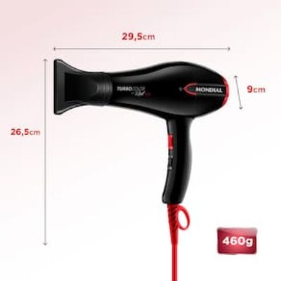 Secador de Cabelos Mondial Turbo Color Red SC-41 com Tourmaline Íon 1900W Preto / 110