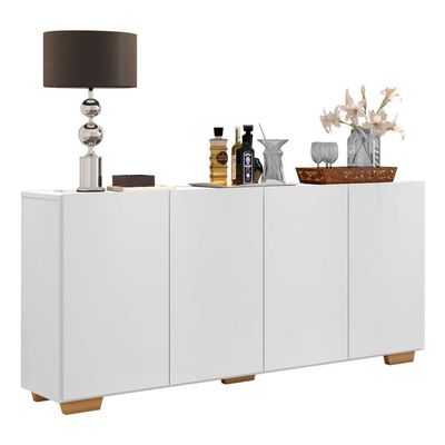 Aparador Buffet 4 Portas Veneza Multimóveis Branco/natural