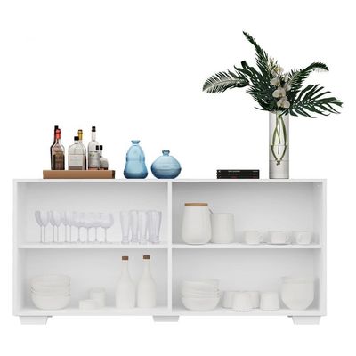 Aparador Buffet 4 Ptas C/ Espelho e Pés Quadrados Branco