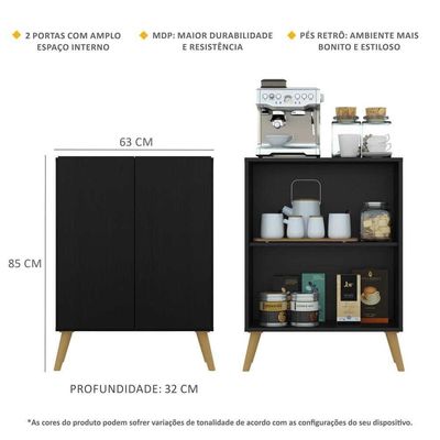 Aparador Cantinho do Café e2 Portas Multimóveis Preto