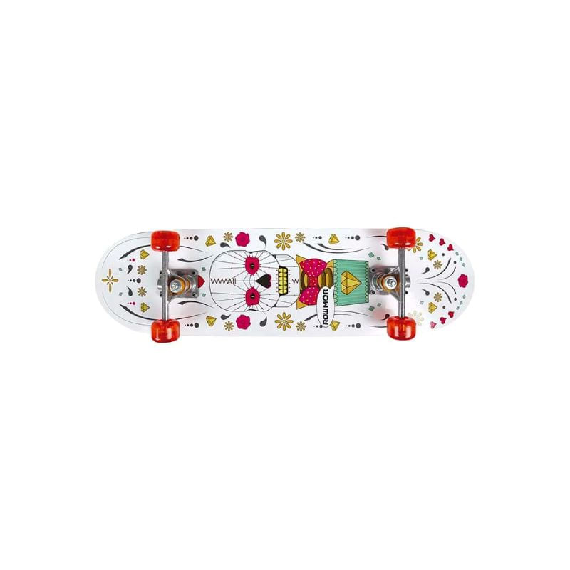 Skate Iniciante Caveira Floral 79x20cm  Até 100kg Mor