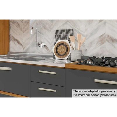 Cozinha Modulada Completa 5pçs 2 Balcões 2 Aéreos Paneleiro C5P26 Freijó/Branco - Nesher