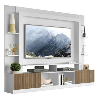 Rack Estante Painel Suporte Tv 65´´ Branco/Madeirado