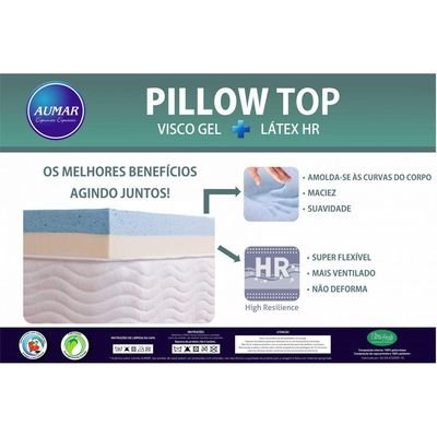 Pillow Top Visco Nasa Gel + Látex Hr Foam Solteiro - Aumar
