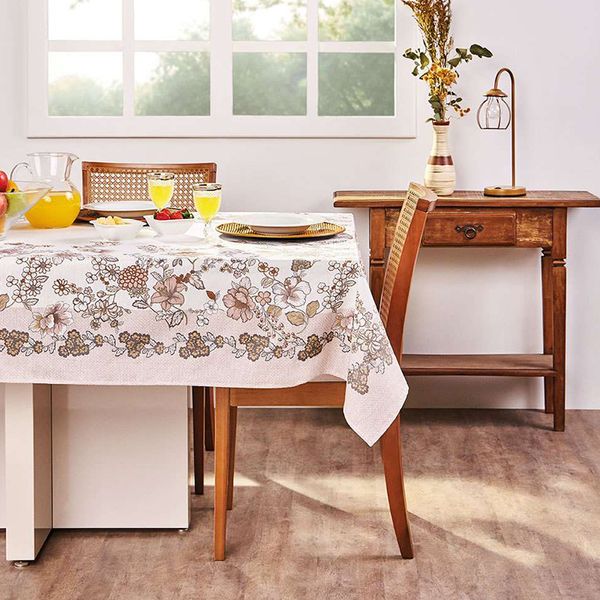 Toalha de Mesa Lepper Retangular Tati 1,55m x 2,50m Bege