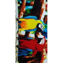 Toalha de Praia Margex Microfibra Estampada Araras 73cm x 145m Amarela/Vermelha