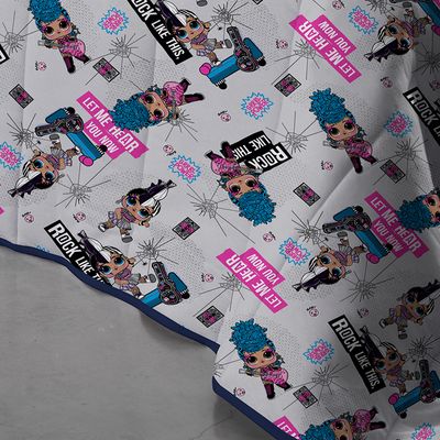 Edredom Solteiro Portallar Malha Misto L.O.L Rock N Roll 150mx220m Azul