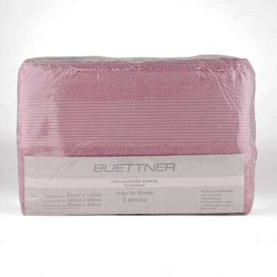 Jogo de Toalha Buettner Aliance 5 Peças Algodão Egípcio Rose e Branco