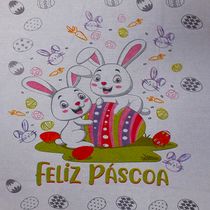 Pano De Prato Lomaer Sacaria Pascoa 50cmx70cm Estampado Coelho 0A Branco