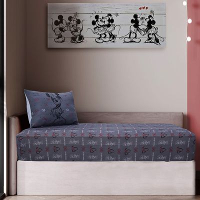 Jogo de Cama Portallar Solteiro Malha Mista Disney Minnie Style 2 Pçs Grafite Cinza