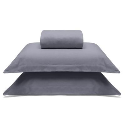 Jogo de Cama Buettner Casal Malha 100% Algodao Liso 3 Peças Image Cinza