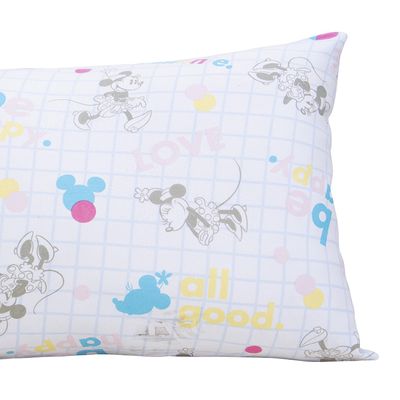 Fronha Portallar Malha Disney Estampada Minnie Be Happy 48cmx68cm Branco