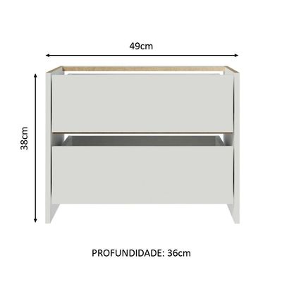 Gaveteiro com 2 Gavetas para Guarda-roupa Branco Madesa