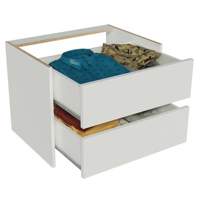 Gaveteiro com 2 Gavetas para Guarda-roupa Branco Madesa