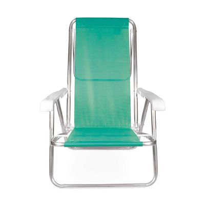 Kit 2 Cadeira Praia Reclinável 8 Posições Alumínio Mor Verde